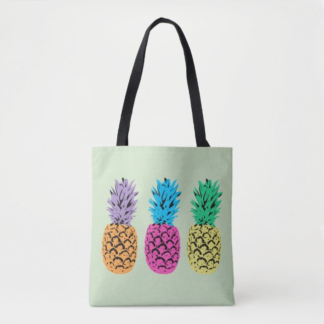 Illustrated colourful Pineapples Tote Bag (Front)