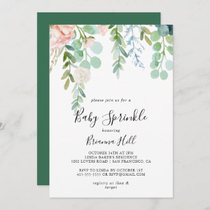 Illustrated Colourful Tropical Floral Baby Sprinkl Invitation