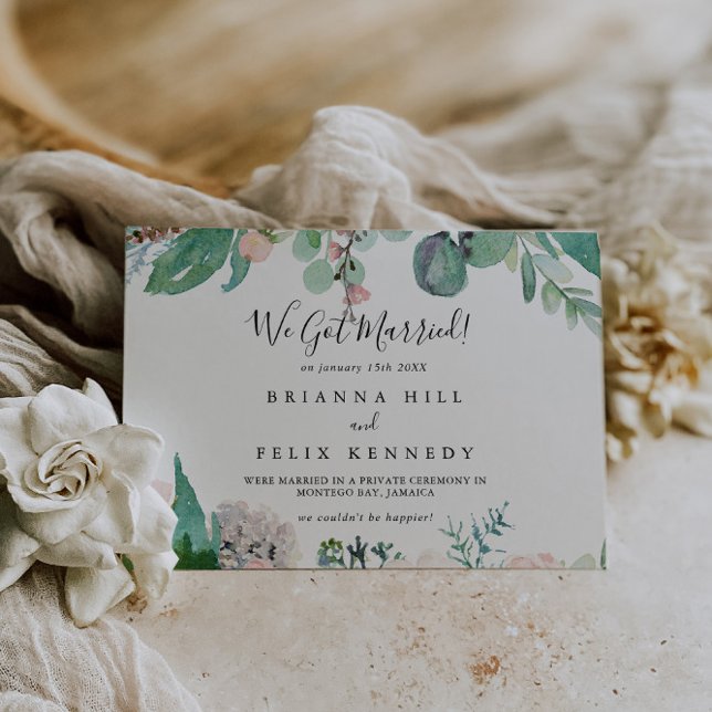 Illustrated Colourful Tropical Floral Elopement Announcement (Creator Uploaded)