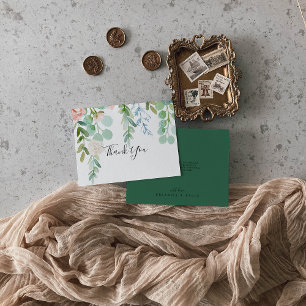 Illustrated Colourful Tropical Floral Flat Wedding Thank You Card