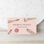 Illustrated Cosmetics Makeup Stylist Blush Business Card<br><div class="desc">Custom illustrations by Becky Nimoy on custom colour. Customise colours and details for your profession.</div>