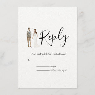 Illustrated Couple RSVP Wedding Enclosure Card