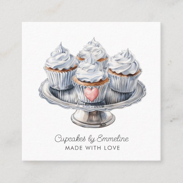 Illustrated Cupcake Baker Caterer Business Card (Front)