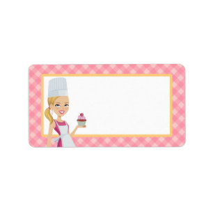 Illustrated Cupcake Girl Label in Medium