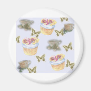 illustrated cupcake teacup butterfly magnet