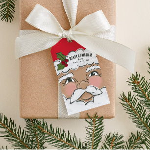 Illustrated Cute Santa Face Christmas Holiday Gift Tags
