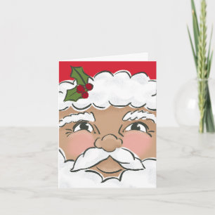 Illustrated Cute Santa Face Holiday Photo Card