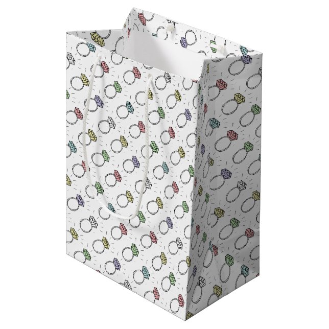 Illustrated Diamond Rings Pattern  Medium Gift Bag (Front Angled)