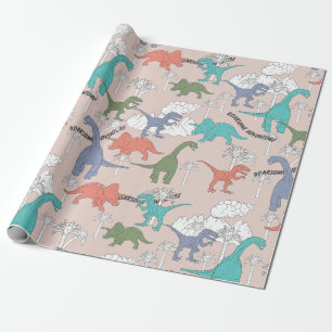 Illustrated Dinosaur Wrapping paper