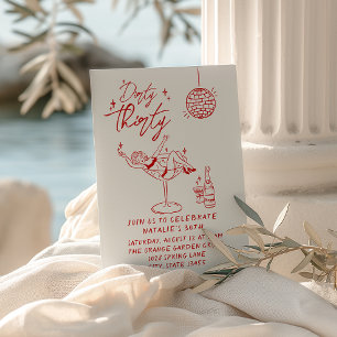 Illustrated Dirty Thirty 30th Fun Birthday Party Invitation