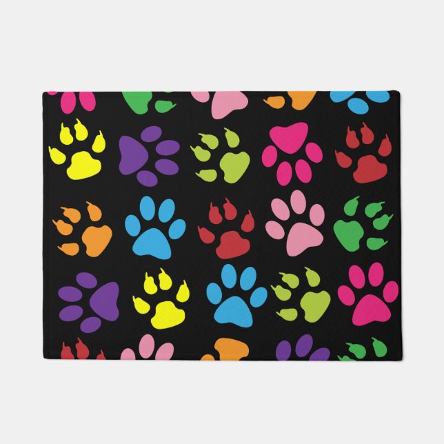 Illustrated Dog Paws Doormat (Front)