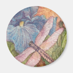 Illustrated Dragonfly Iris watercolor Magnet