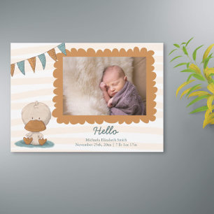 Illustrated Duck with Baby Photo Frame Birth  Announcement