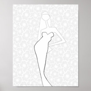 Illustrated Fashion Wedding Bride Colouring Page Poster