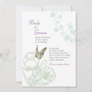 Illustrated Flora & Butterfly Spring Wedding Invitation