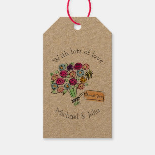 Illustrated Flower Bouquet Custom Thank You Gift Tags