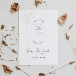 Illustrated flower simple classic save the date in invitation