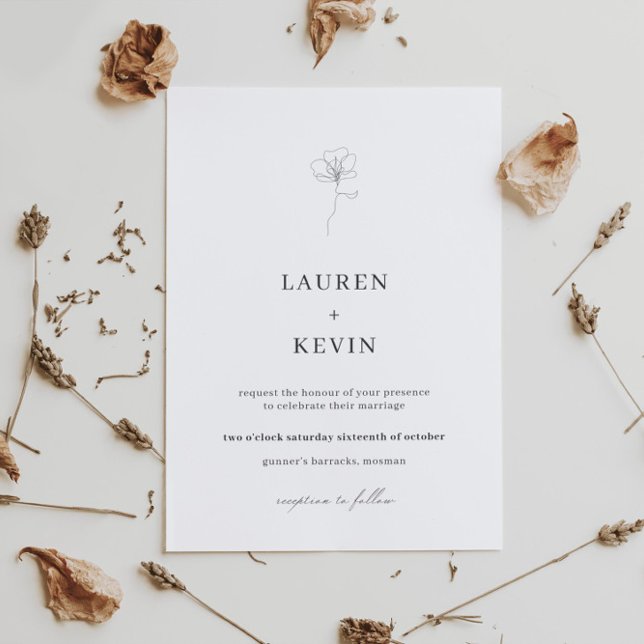 Illustrated flower simple classic wedding invitati invitation (Creator Uploaded)