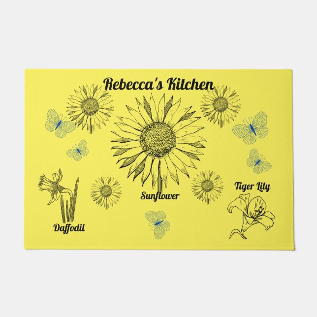 Illustrated Flowers Doormat (Front)