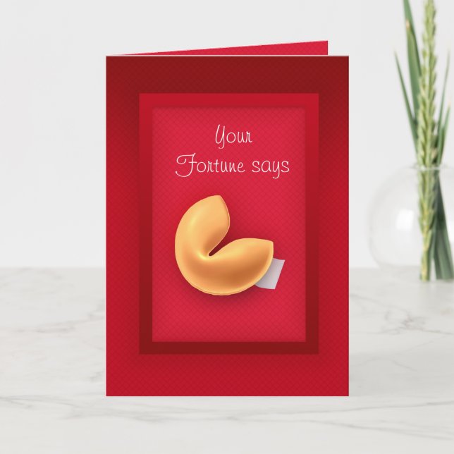 Illustrated Fortune Cookie Card - Custom Message (Front)