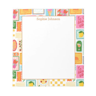 Illustrated French Italian Pattern Personalized Notepad