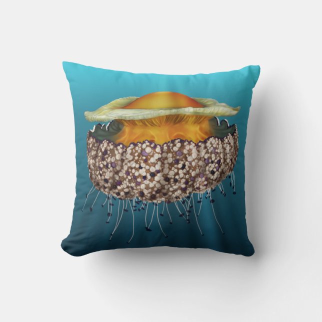 Illustrated Fried Egg Jellyfish Cushion (Front)