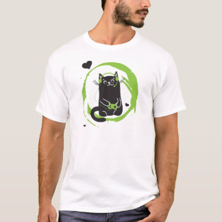 Illustrated Gamer Cat T-Shirt