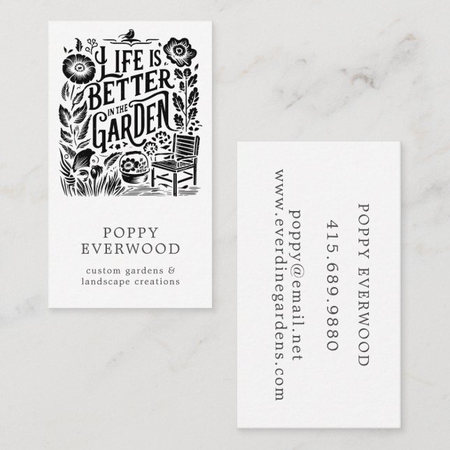 Illustrated Gardener Landscaper Business Card (Front/Back)