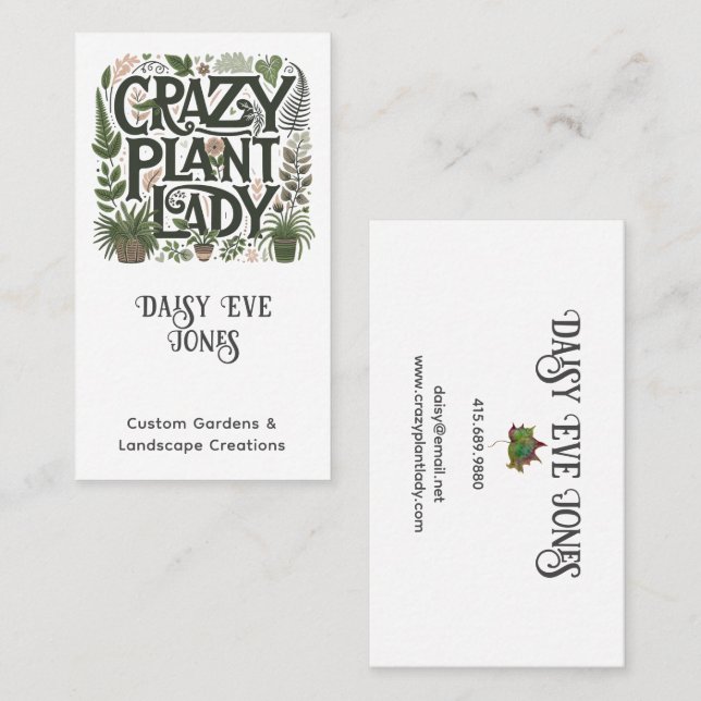 Illustrated Gardener Landscaper Business Card (Front/Back)