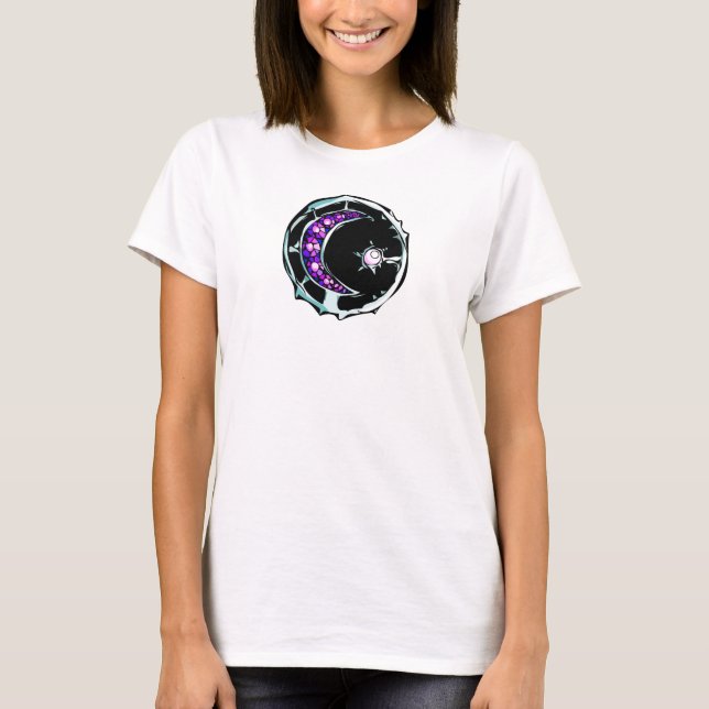 Illustrated gemstone crescent moon and star. T-Shirt (Front)