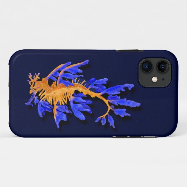 Illustrated Gold & Blue Leafy seadragon Case-Mate iPhone Case (Back (Horizontal))