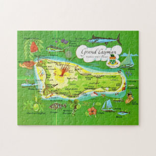 Illustrated Grand Cayman Map 11x14 Jigsaw Puzzle