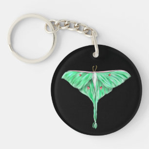 Illustrated Green Lunar Moth Key Ring
