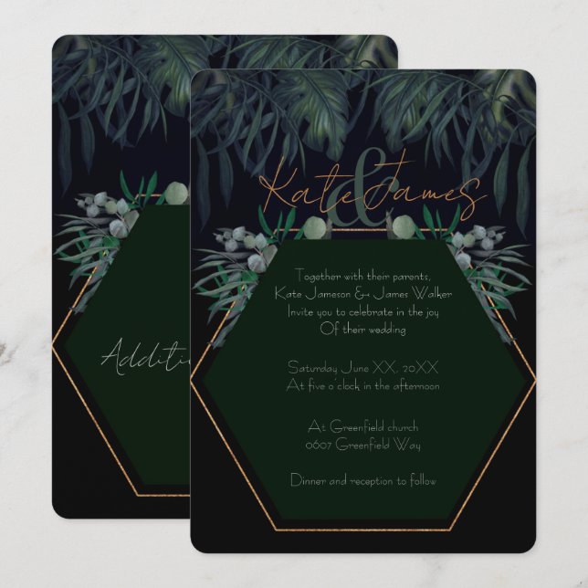 Illustrated Greenery Romantic Wedding Invitation (Front/Back)