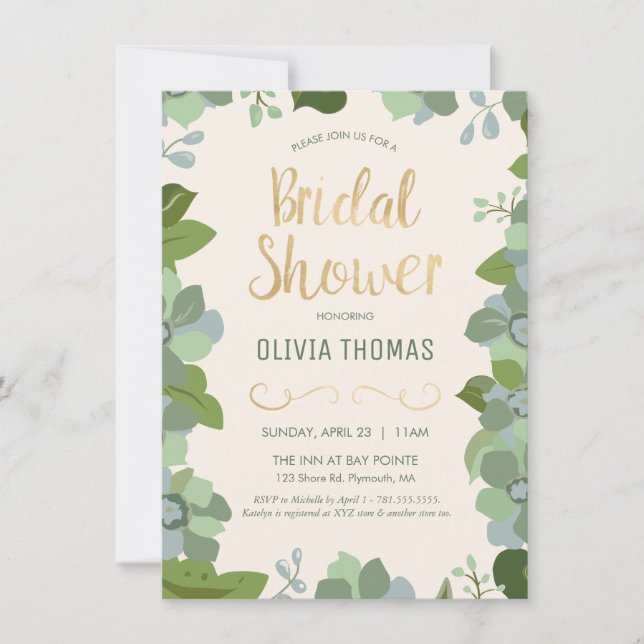 Illustrated Greenery Spring, Floral Invitation (Front)