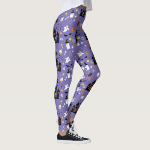 Illustrated Halloween Pattern with purple Leggings