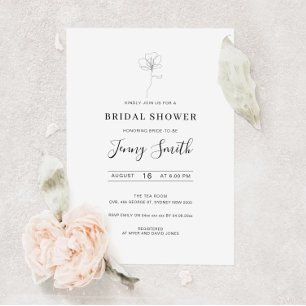 Illustrated hand drawn flower bridal shower invitation