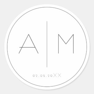 Illustrated hand drawn flower classic round sticker