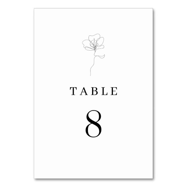Illustrated hand drawn flower table card (Front)
