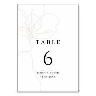 Illustrated hand drawn flower table card