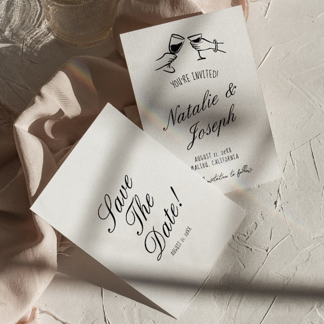 Illustrated Hand Written Drawn Cute Fun Wedding Save The Date (Creator Uploaded)