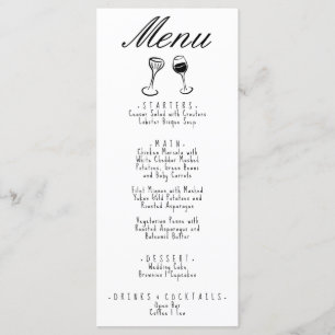 Illustrated Hand Written Drawn Quirky Wedding Menu