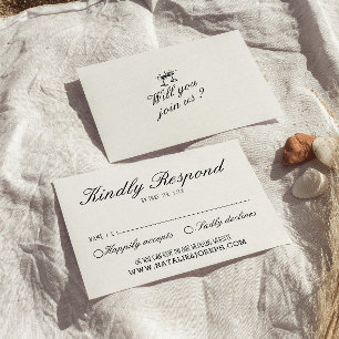 Illustrated Hand Written Unique Modern Wedding RSVP Card