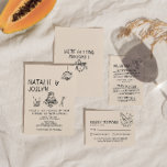 Illustrated Handwritten Cake Quirky Suite Wedding Invitation<br><div class="desc">This wedding invitation is perfect for your wedding if you are looking for an elegant unique and easy editable invitation .An elegant unique simple minimalist cream and black hand drawn wedding template invitation. Which features plain creamy vintage background on the front and hand drawn cake and champagne bottle and glasses....</div>