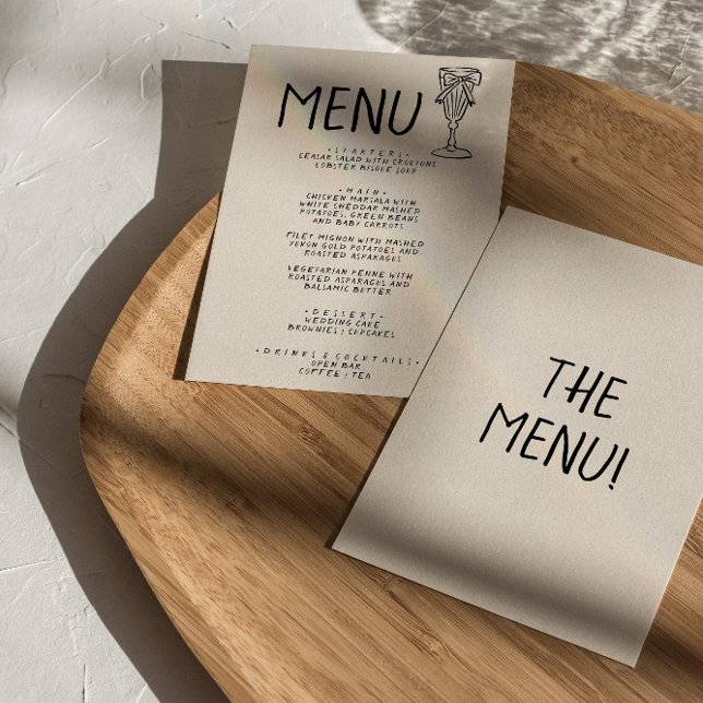 Illustrated Handwritten Drawn Retro Quirky Wedding Menu (Creator Uploaded)