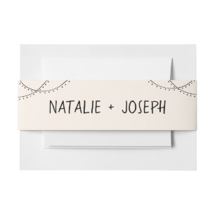 Illustrated Handwritten Retro Italian Wedding Invitation Belly Band