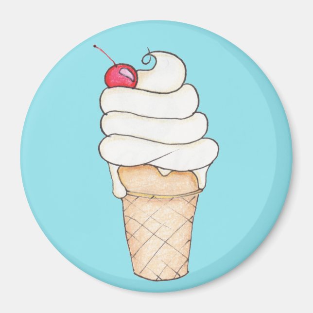 Illustrated Ice Cream Cone Fridge Magnet (Front)
