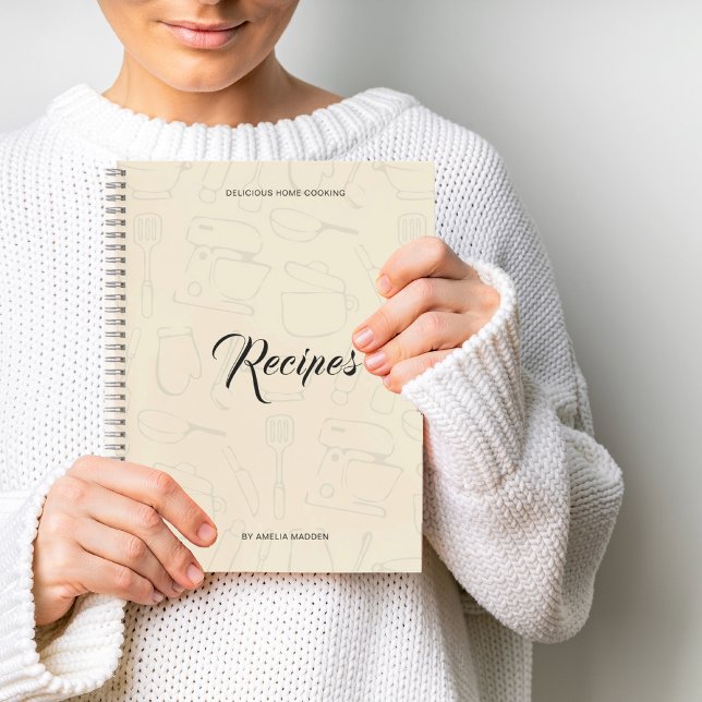 Illustrated Kitchen Utensils Personalised Recipe N Notebook (Creator Uploaded)