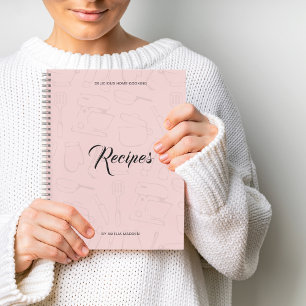 Illustrated Kitchen Utensils Personalised Recipe Notebook