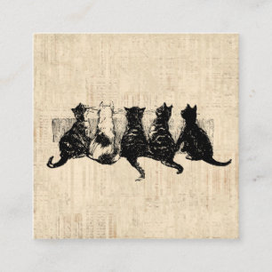 Illustrated Kittens with Tan Script Background Enclosure Card